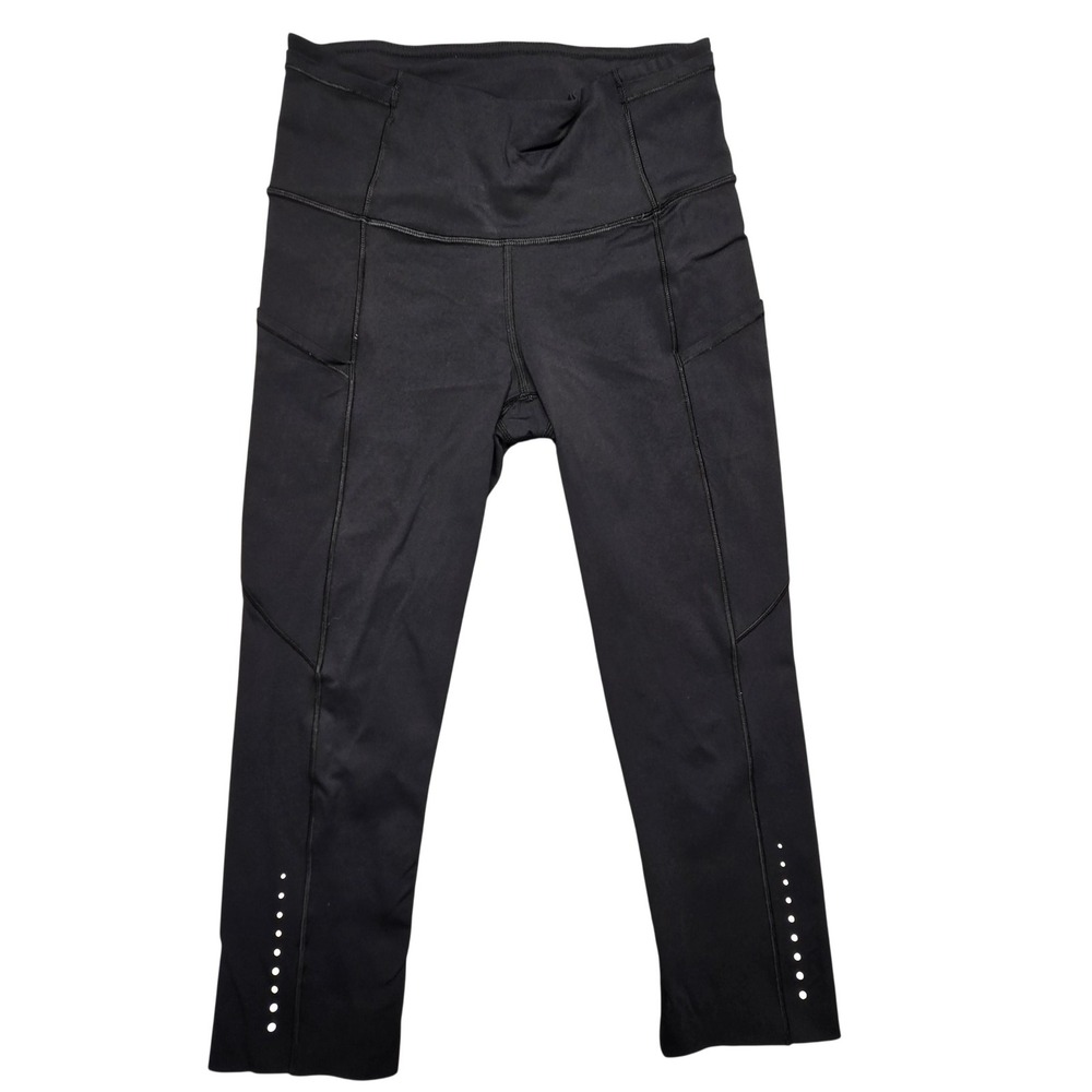 Lululemon Leggings Womens 4 Black High Rise Capri Pockets‎ Reflective Athletic